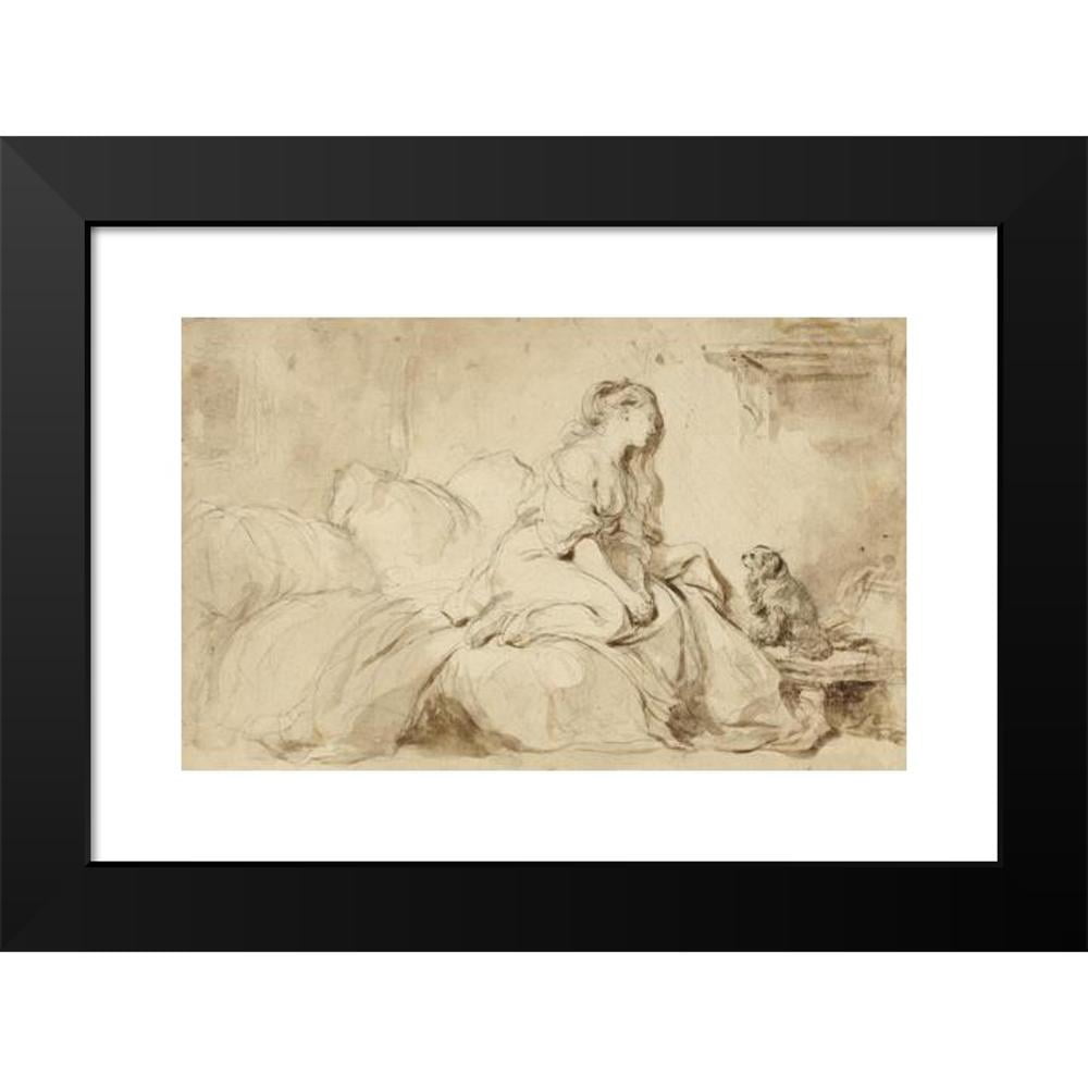 Jean-Honoré Fragonard 14x11 Black Modern Framed Museum Art Print Titled - Oh! if Only He Were as Faithful to Me (1770-1775)