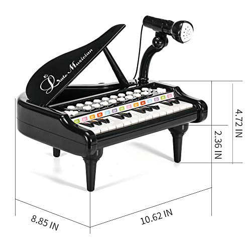BAOLI 24 Keys Keyboard Kids Toy Piano with Microphone Black 