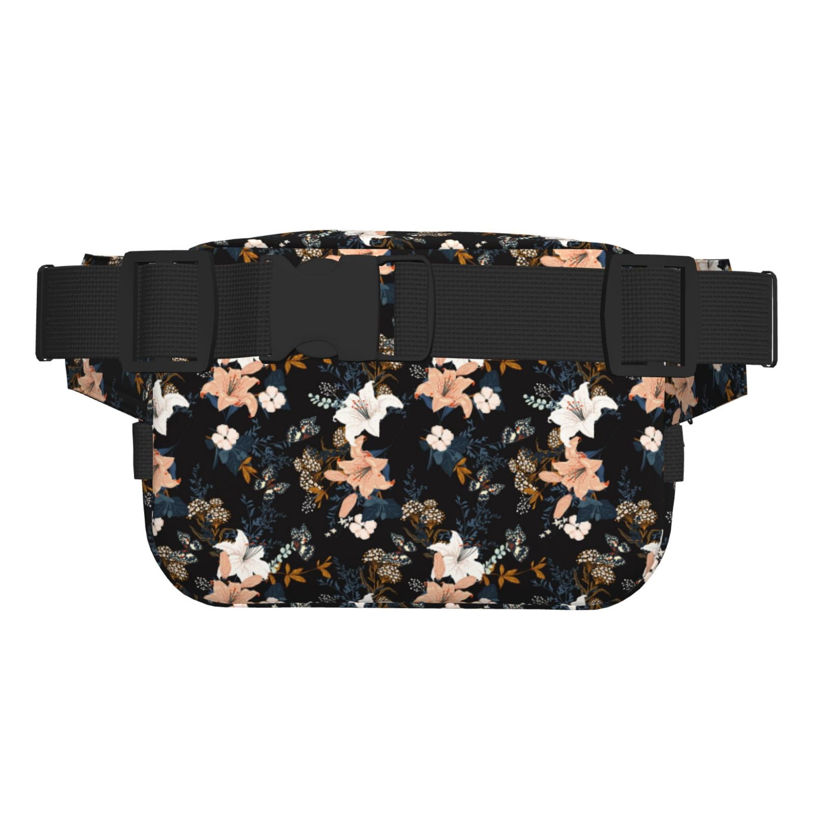 Picia Lilies Flowers Print Square Double-Layer Waist Bag Mini Adjustable Waist Belt Bag Exercise Running Travel Hiking