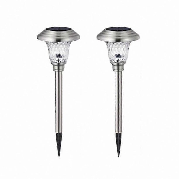 2-Pack Solar Garden Lights, Stainless Steel Outdoor Pathway Lighting, Cool White Waterproof Driveway Lamps for Yard and Walkway Decor