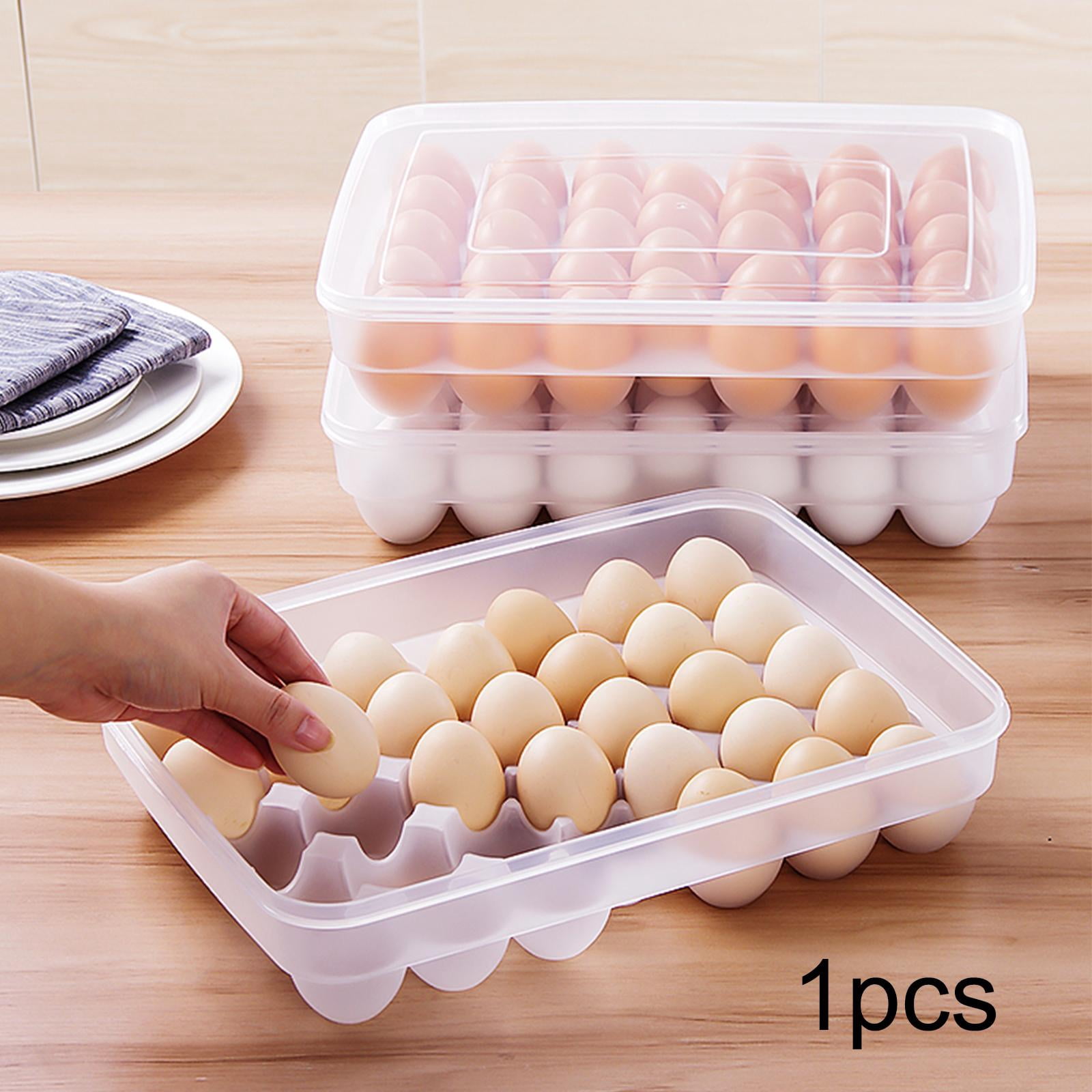 kowaku Egg Container Egg Holder Storage Container Egg Bins Fridge Organizer with Cover Lightweight Egg Platter Egg Holder for Fridge