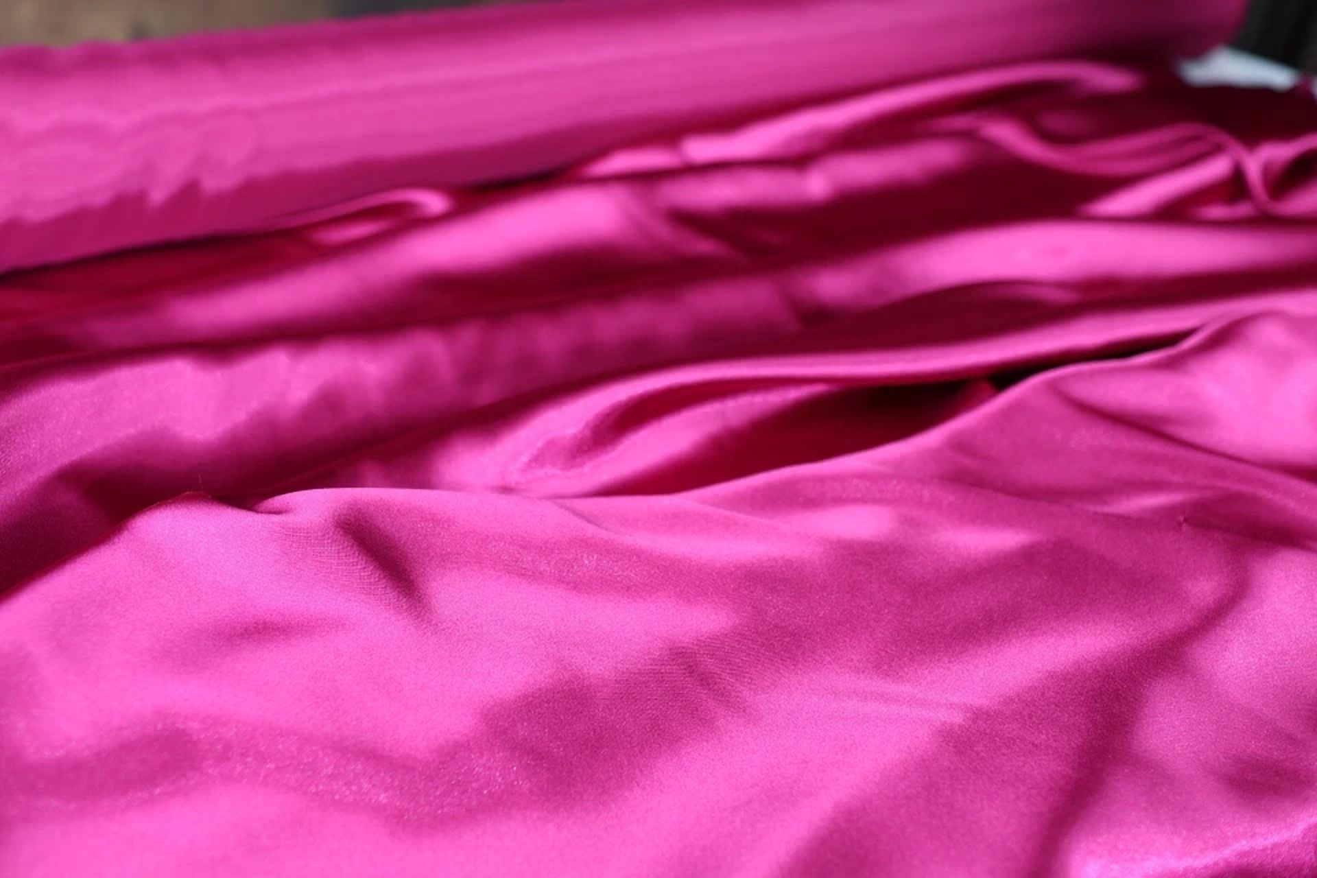 BUTTERFLY- Magenta Satin Charmeuse Fabric By The Yard 1281