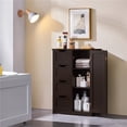 thumbnail image 4 of Yaheetech Wooden Cabinet Storage Unit with Drawers & Cupboard for Bathroom, Espresso, 4 of 8
