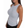 thumbnail image 3 of Women'S Sleeveless Racerback High Neck Casual Basic Ribbed Fitted Tank Top Flower Gray L, 3 of 6