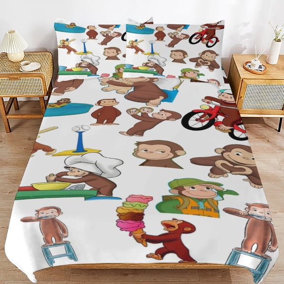 Duvet Cover Bedding Set Cartoon Print Soft Quilt Cover 3 Pieces, 1 Comforter Cover & 2 Pillowcases for Kids Teens Boys Girls Room Decor 86"x70"