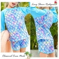 thumbnail image 3 of Aideaone Girls Rash Guard Swimsuit Long Sleeve Bathing Suit 2-Piece Set 3-10 Years, 3 of 7
