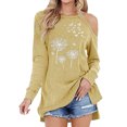 thumbnail image 1 of MY Women Dandelion Print Long Sleeve Cold Shoulder Side Split Plain Shirt, 1 of 2
