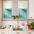 thumbnail image 3 of Abstract Marble Curtain Valances Set Navy Blue Gold Gradient Wave Texture Kitchen Curtains 36&nbsp;inch Length Rod Pocket Valance and Tiers 3 Piece Set Small Bedroom Bathroom Laundry Decor, 3 of 9