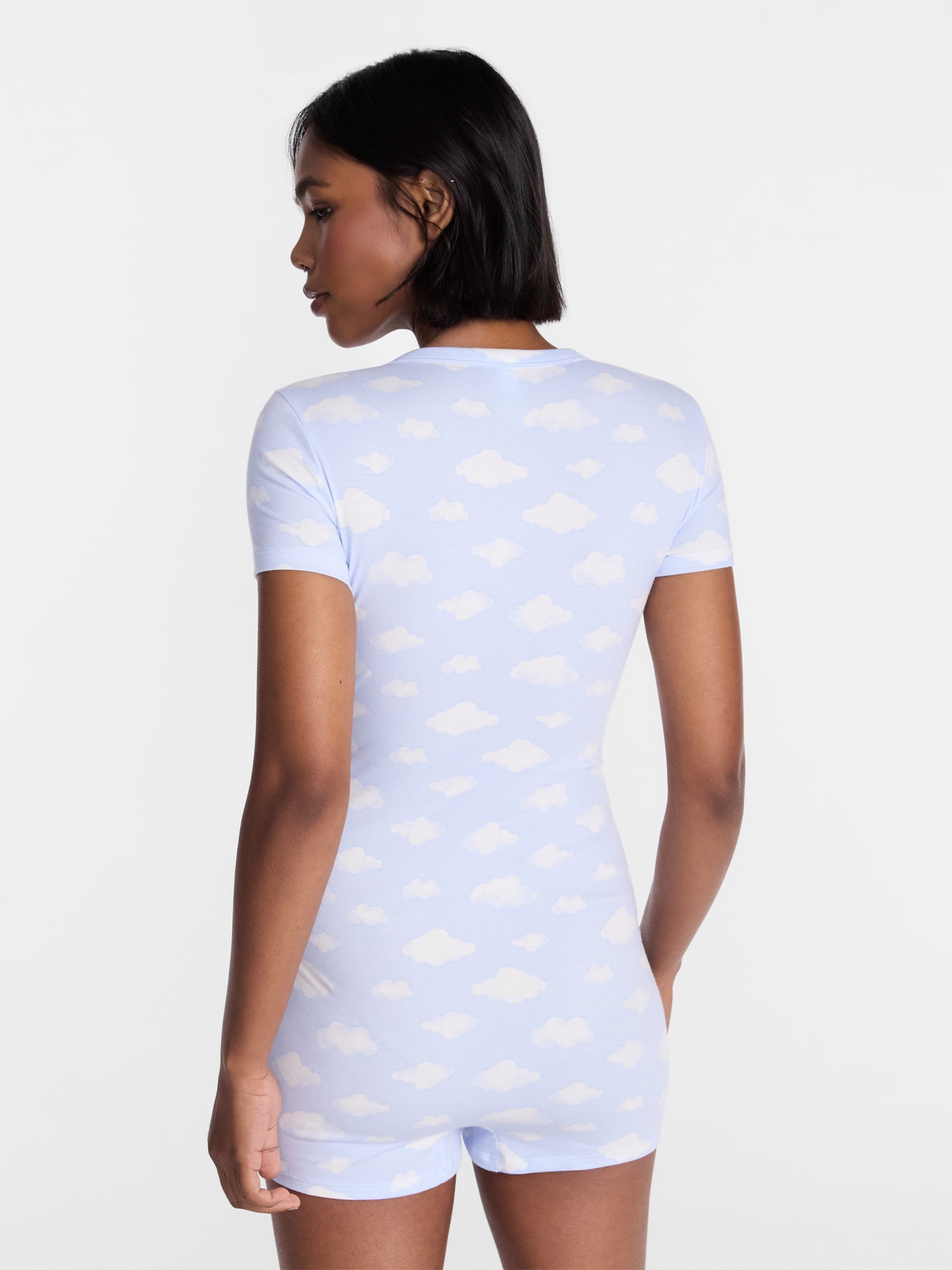 No Boundaries Cloud Core Sleepwear Romper, Women's XXS-3X