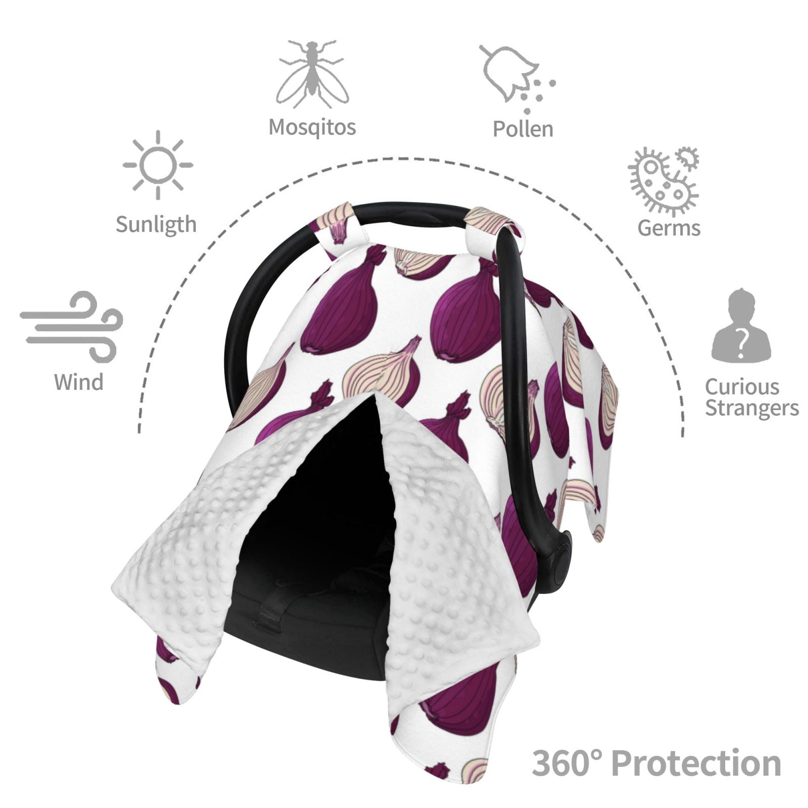 Car Seat Cover Baby - purple Onion Pattern Breathable Infant Car Seat Cover for Baby Carseat, Lightweight Comfort Baby Essentials Must Haves Newborn Stuff for Girl Boy