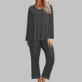 thumbnail image 5 of Hot Sales CNJKEHIUV Under $14 Women's Solid Round Neck Casual Home Wear Two Piece Pajamas Grey L, 5 of 6