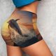 thumbnail image 4 of Balery Sunset Dancing Dolphin A Pantalones cortos de entrenamiento estampados para mujer, sin costuras, ajustados, para gimnasio, yoga, correr, deportes, ejercicio activo, fitness.-Medium, 4 of 8