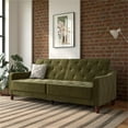 thumbnail image 2 of Pemberly Row Vintage Tufted Split Back Futon in Green Velvet, 2 of 14