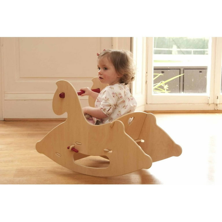 Moover Premium Wooden Rocking Horse Natural, Made For Toddlers 6m+