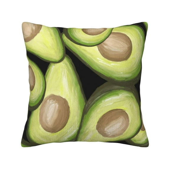 Square Throw Pillow Covers with Core, Avocado Oil Painting Pattern Pillows for Sofa Beds, 16"x16"