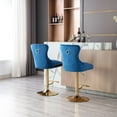 thumbnail image 6 of 27-36 Inch Velvet Bar Stools, Counter Height Adjustable Swivel Barstools High Chairs with Golden Metal Base, Stools Chair with Tufted High Back & Ring Pull for Home Kitchen Island, Pub(Blue,Set of 2), 6 of 11
