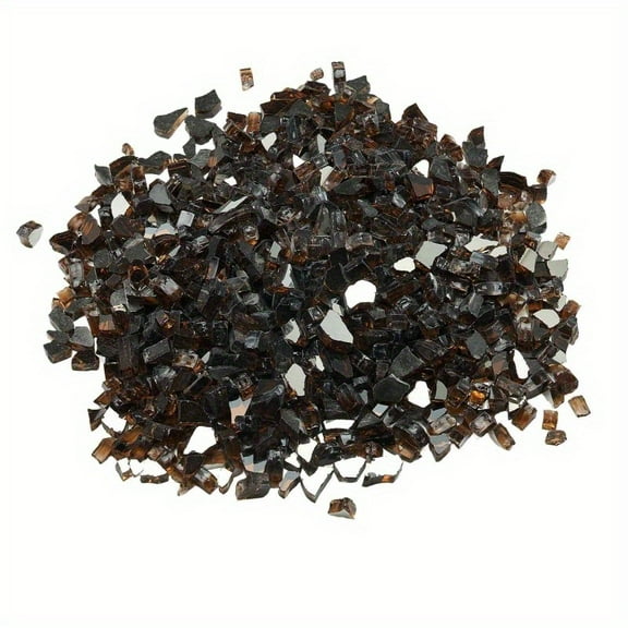 10 LBS 1/2 Inch Fire Glass Rocks - Dark Brown/Black/Copper/Gray/Orange Pebbles for Fire Pit Tables - Heat-Resistant Indoor/Outdoor Decorative Fireplace Decor, Durable & Aesthetic
