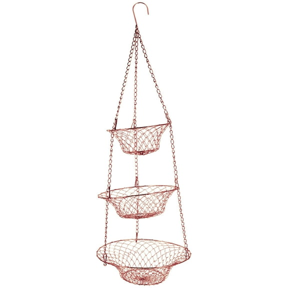Three-Layer Fruit Basket Decor Heavy Duty Clothes Hanger Tiered Hanging Iron Wire Plating