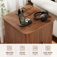 thumbnail image 4 of ONBRILL End Table with Charging Station, Square Side Table with Sliding Door & Storage, Mid-Century Modern Nightstand for Living Room, Bedroom, Walnut(1 Pc), 4 of 9