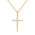 thumbnail image 1 of Precious Stars 14K Two-Tone Solid Gold Crucifix Religious Unisex Pendant with 20" Chain Necklace, 1 of 7