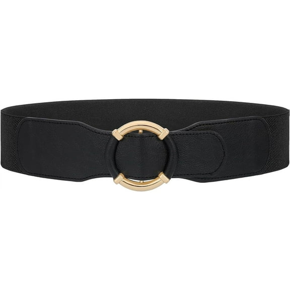 Women Wide Waist Belt Stretchy Elastic Vintage Belts for Dress Ladies Belt with Circle Buckle