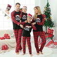 thumbnail image 6 of Franhais Christmas Family Pajamas Sets, Long-Sleeved Letter Print Round Neck Tops + Plaid Pattern Trousers Sleepwear Outfits, 6 of 8