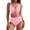 Pink, variant on Minjewel Women's Casual Two-Piece Bikini Set, High Waist Bottom & Floral Print Crop Top, Swimsuits for Women for Beach, Pool & Summer,Army Green L