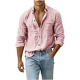 thumbnail image 5 of SAWOBUUN Mens Button Down Shirt Long Sleeve Collared Crinkle Casual Beach Holiday Shirts, 5 of 8