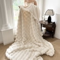 thumbnail image 3 of H&D Faux Rabbit Fur Blanket Pillow not included- Bubble Blanket-Luxury Plush Velvet Throw, , Ultra-Soft Fleece, Warm Cozy Winter Blanket, Fluffy, Lightweight, solid color, 3 of 6
