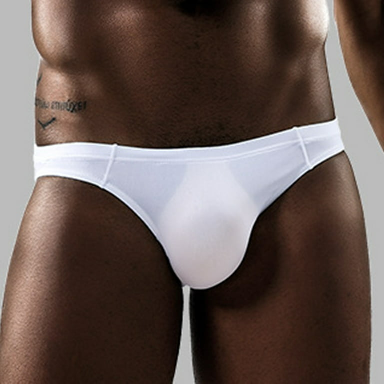 iOPQO Men's underwear Men's Sexy Underpants Ice Silk Breathable Sexy Thin  And Comfortable Pants Underwear White XXL 