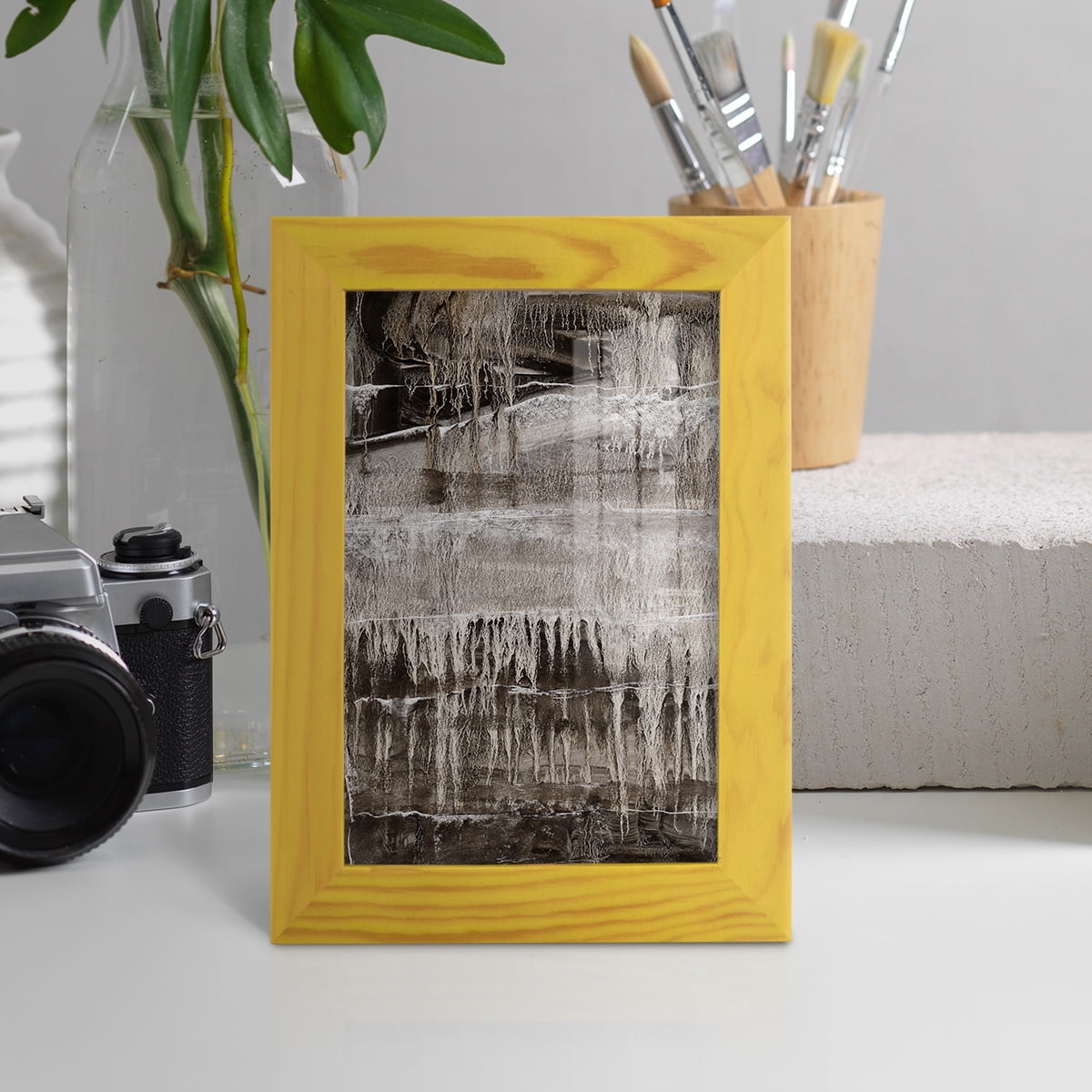 Continuum IV -Framed Print w/glass-Sunflower Yellow