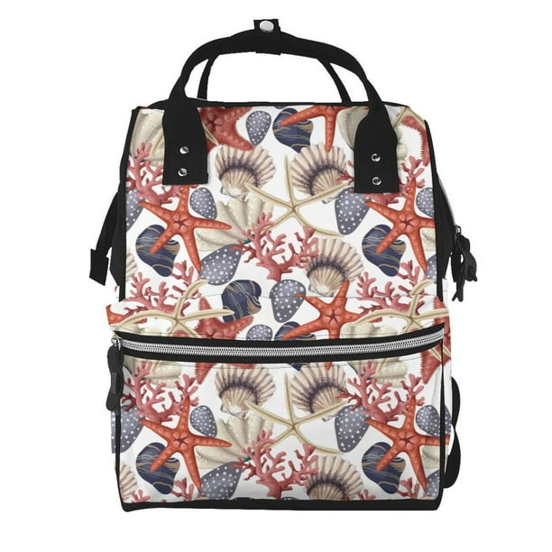 Disketp Starfish Shell Mochila de Pañales de Gran Capacidad con Múltiples Bolsillos, Mochila de Viaje Multifuncional para Bebé, Unisex, Moderna y Resistente