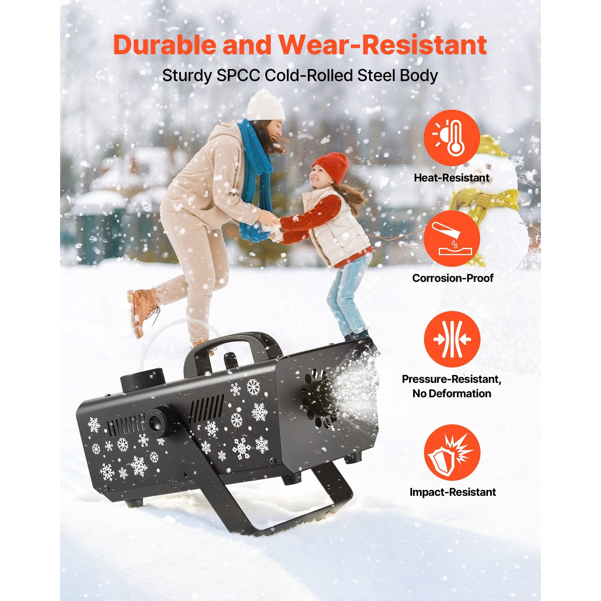 Snow Machine, 650W Handheld Hanging Fake Snow Maker, Snowmaking Machine with Portable Handle, Outdoor & Indoor Artificial Snowflake Maker for DJ Stage Parties Christmas Decor