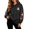 thumbnail image 2 of Hoodies for Women Goth Halloween Ghost Pumpkin Floral Graphic Pullover Hooded Sweatshirt Streetwear Holiday Top Fall Winter Oversized Sweatshirts with Kangaroo Pocket Black XL, 2 of 4