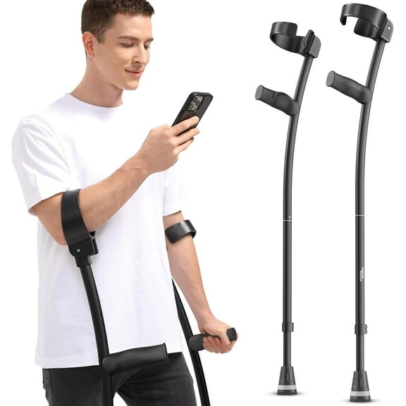Adult Forearm Crutches with Ergonomic Handles,Continuous Height Adjustment,All-Terrain Tip & Non-Slip Base,Magnetic Handle