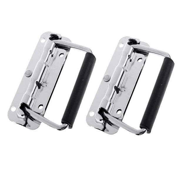 Acero Plateado 2 Piezas Para Estuche pequeña Altavoces Acústicos shamjiam Mango abatible Flight Case