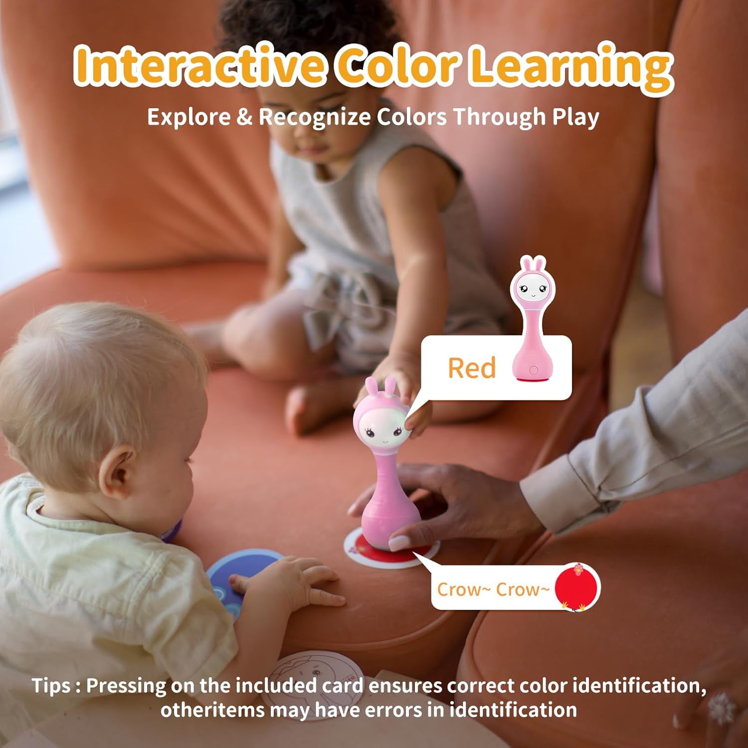 alilo Smarty Bunny Baby Rattle - Infants Musical Light up Toys for 0-24 Months - Nursery Rhymes, Stories, White Noise, and Colour Recognition - Newborn Gift