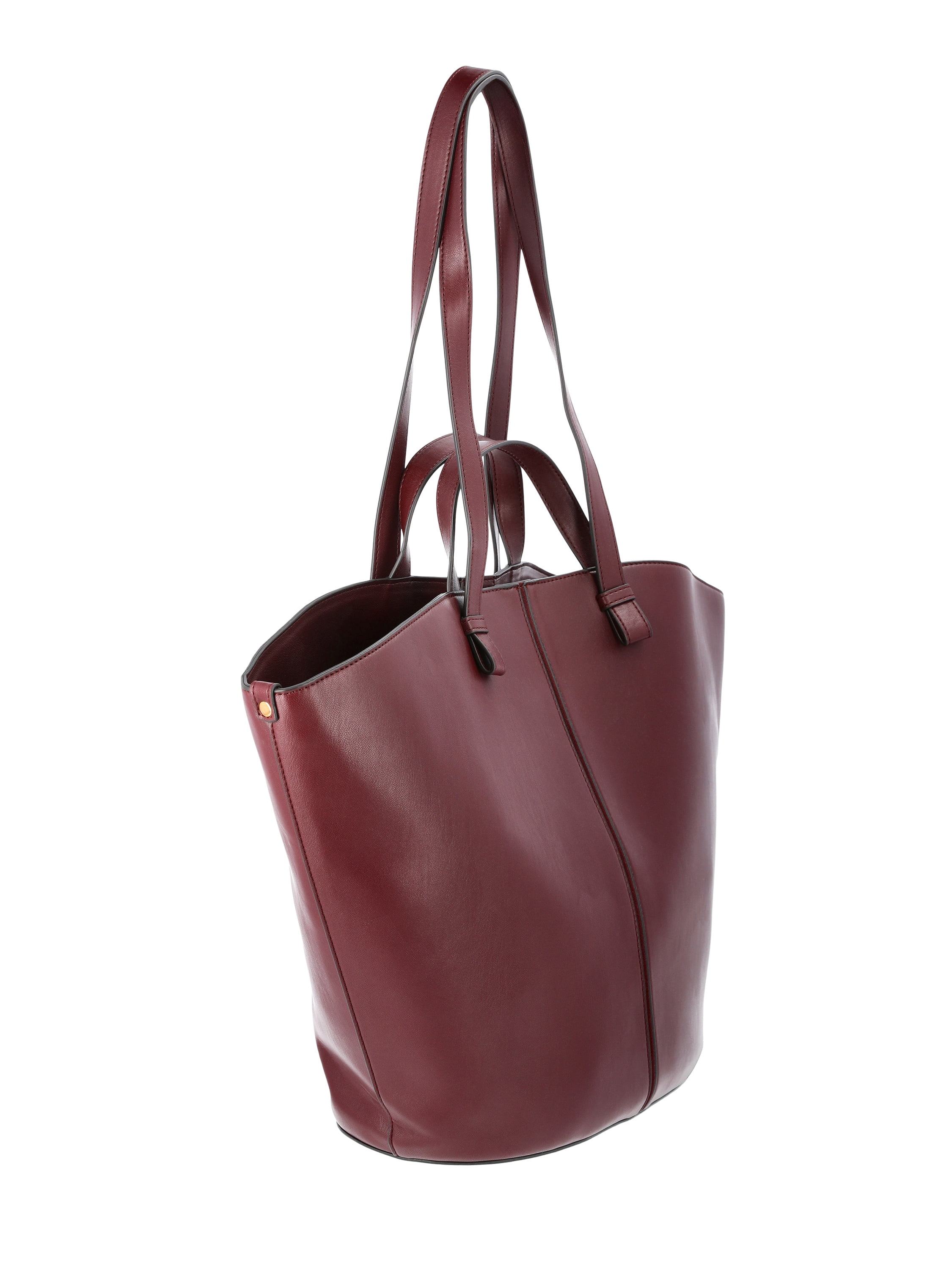 Time and Tru Women's Faux Leather Tulip Tote Handbag, Burgundy