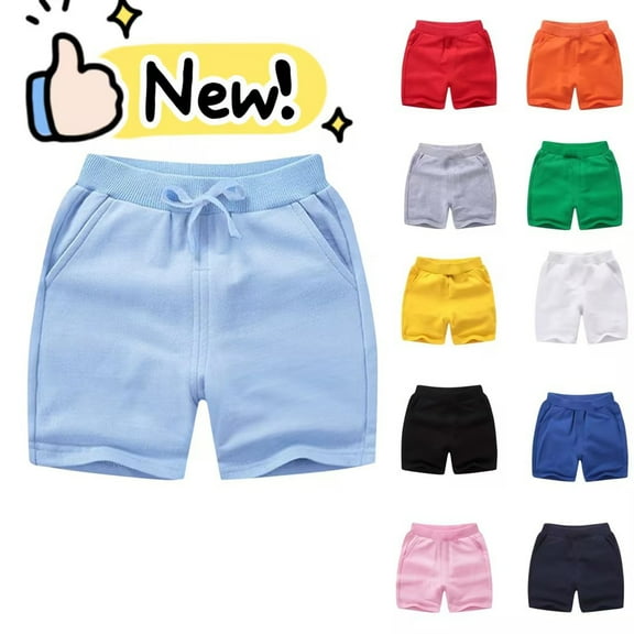 Taqqpue Girls Boys Shorts Casual Solid Loose Sweatshorts Summer 2025 Beach Vacation Plus Size Elastic Waist Drawstring Shorts with Pockets 1-12Y