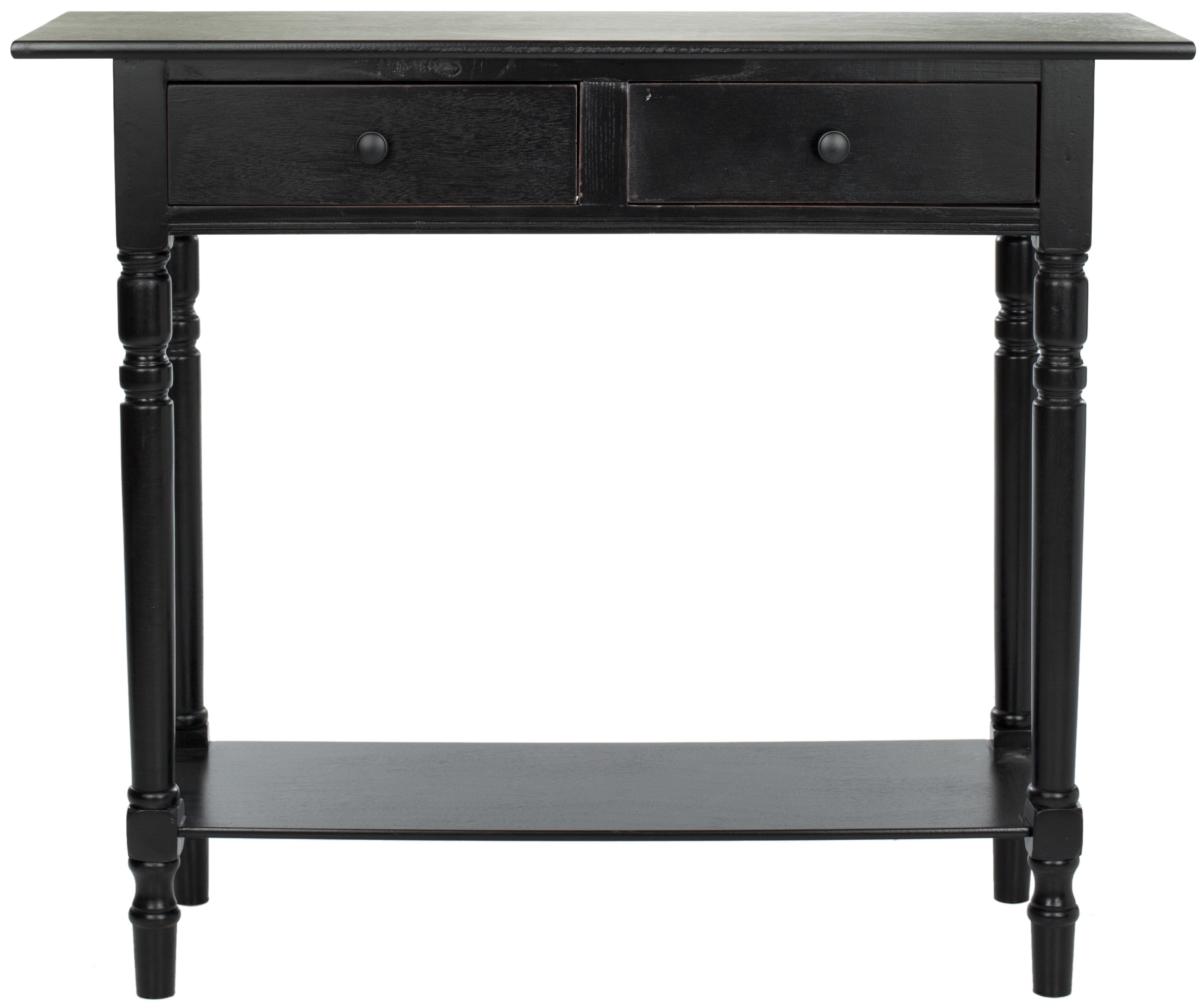 SAFAVIEH Rosemary Solid Contemporary 2 Drawer Console with Shelf, Distressed Black
