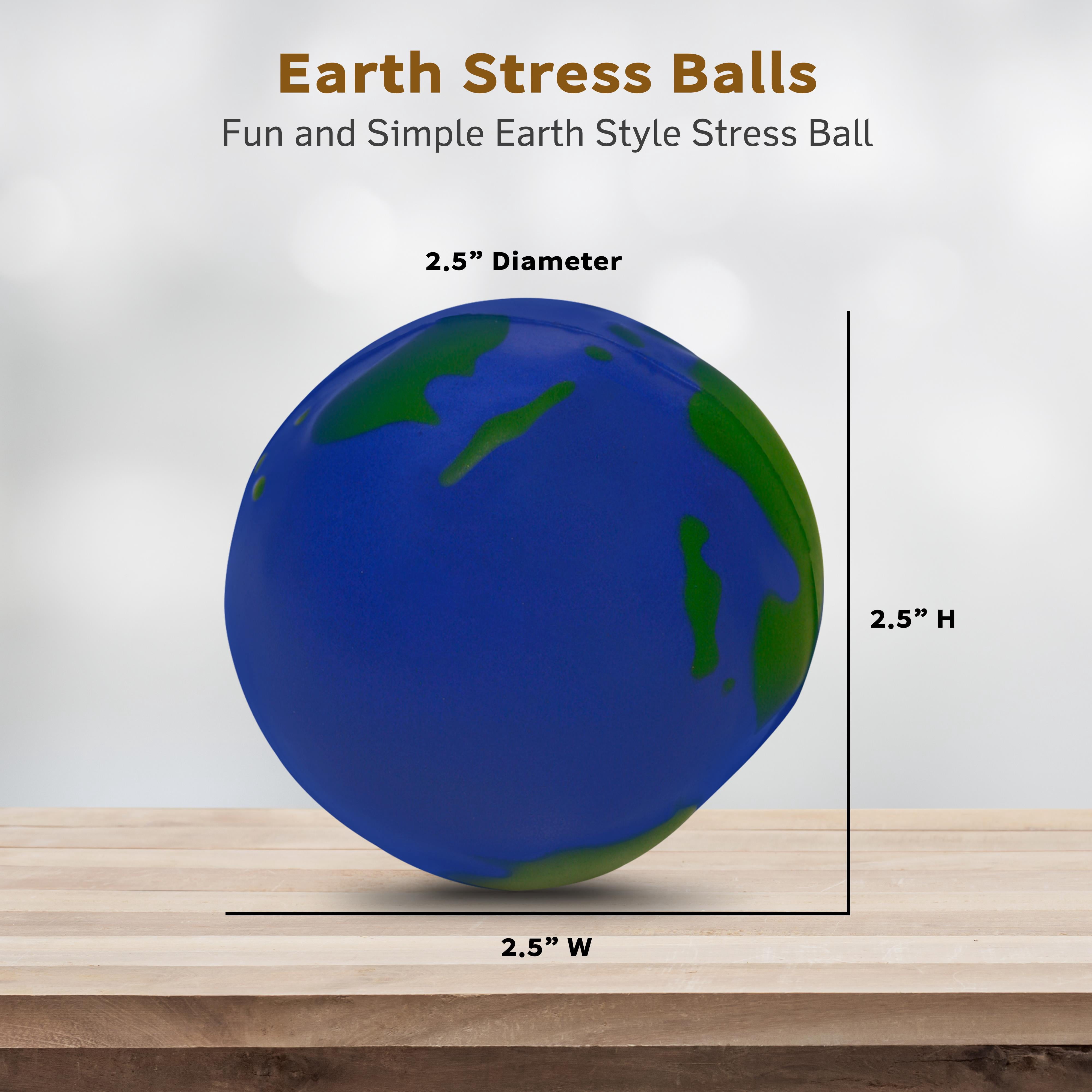 10 Earth Stress Balls Pack - PU Foam, Squeezable - Blue