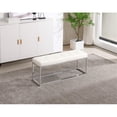 thumbnail image 3 of Pemberly Row Modern Tufted Metal Bench in White Faux Leather, 3 of 5