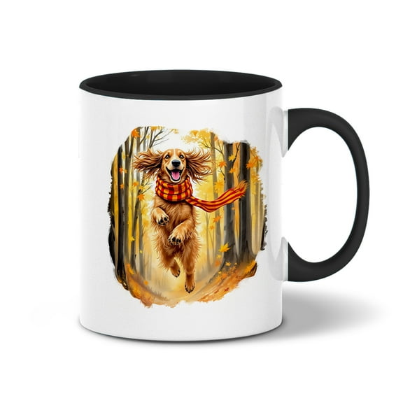 Welcome Fall Afghan Hound Strolling Through the Autumn Maple Forest 11oz Accent Two-tone Mug Dog Lover Coffee Tea Cup - 12012