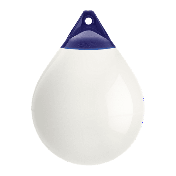 Polyform Mooring Buoy 96-763-340 A-4 White W/Bar Code; 20-1/2 Inch Diameter x 27 Inch Length; 1-1/8 Inch Rope Eye Diameter; White; PVC; With Bar Code; For Boats 50 Feet To 60 Feet In Length
