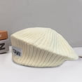 thumbnail image 3 of Naierhg Beanie Women Winter Beanie Stripe Texture Knitting Solid Color No Brim Elastic Decorative Regular Fit Solid Color Artist Beret Women HeaddressCoffee, 3 of 8