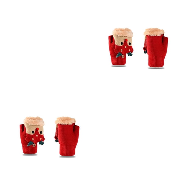 Guardurnaity 1 par de guantes de punto de Navidad para adultos, senderismo, ciclismo, equitación, esquí, deportes, dibujos animados, mitones Rojo 2piezas