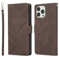 thumbnail image 1 of Skin-Friendly Wallet Case for iPhone 13 Pro Max, Premium PU Leather Shockproof Card Slots Cash Holder Flip Cover with Kickstand Folio Magnetic Clasp Wrist Hand Strap Handbag Case,Brown, 1 of 6