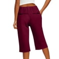 thumbnail image 5 of Resicozy Capri Pants for Women 2026 Knee Length Cotton Linen Capris Summer Straight Leg Loose Beach Bermuda Shorts with Pockets Wine 5XL, 5 of 7