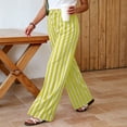 thumbnail image 7 of Mifsaly Striped Pants Women Wide Leg Casual Trousers Lightweight Relaxed Fit Lounge Everyday Bottoms Yellow,XXL, 7 of 7