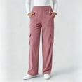 thumbnail image 5 of Cargo Pants For Women Corduroy Wide Leg Baggy High Waisted Stretch Jeans Pockets Straight Casual Jeans, 5 of 7